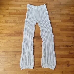 Edikted Elektra Sheer Open Knit High Rise Pull On Cover Up Pants White‎ Beach